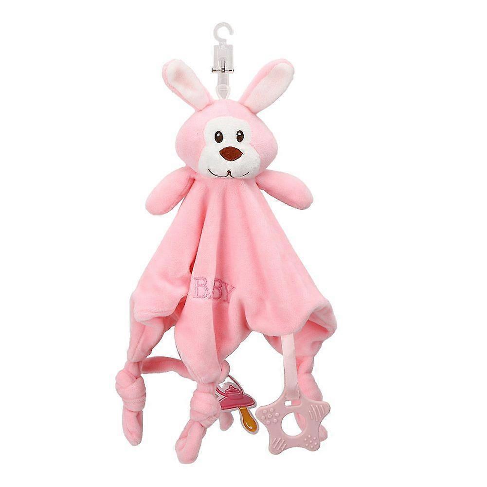 Newborn Comforter Plush Toy Soothing Baby Animal Handkerchief Soft Baby Towel BlanketPink Rabbit