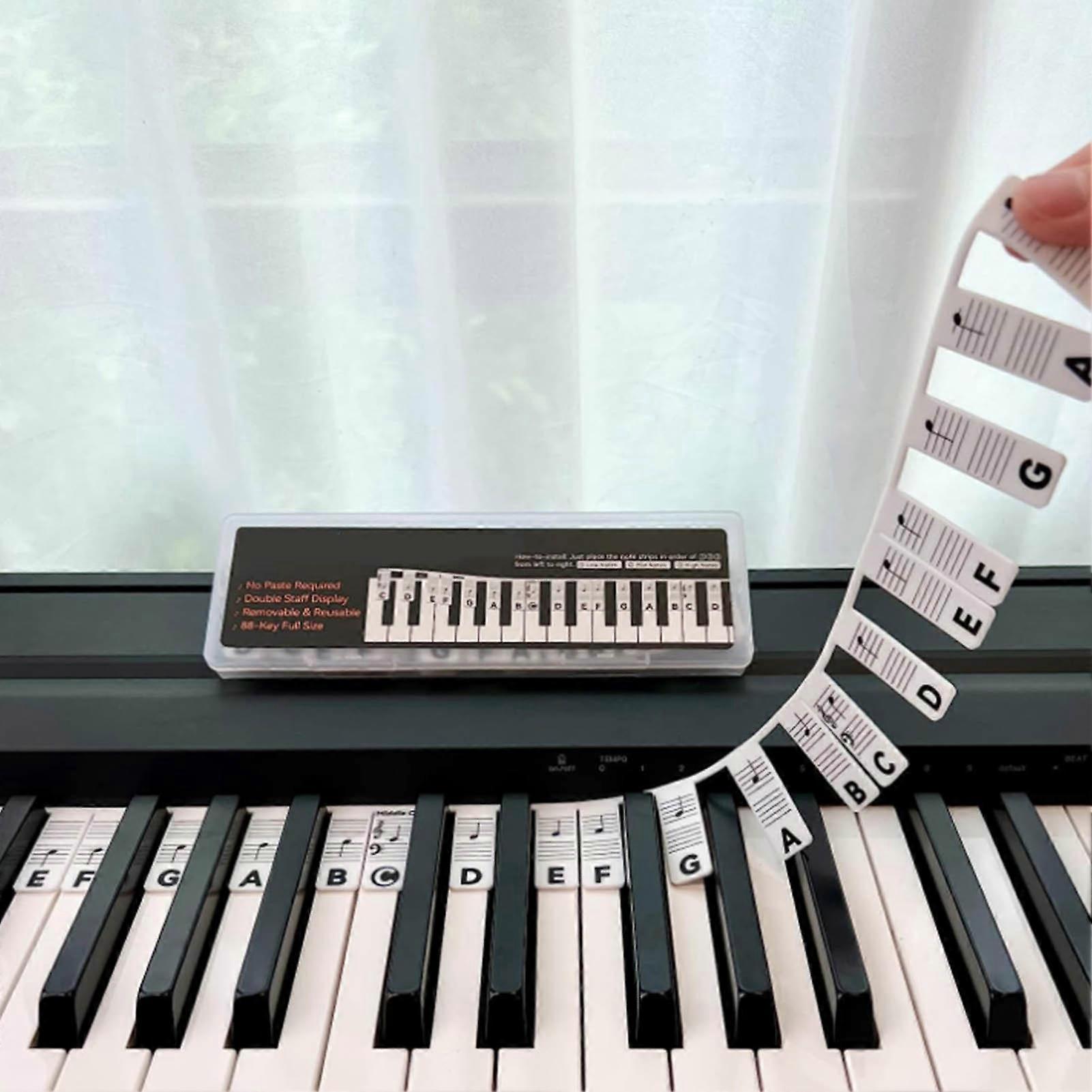 61-Key Silicone Piano Keyboard Stickers Removable Note Labels