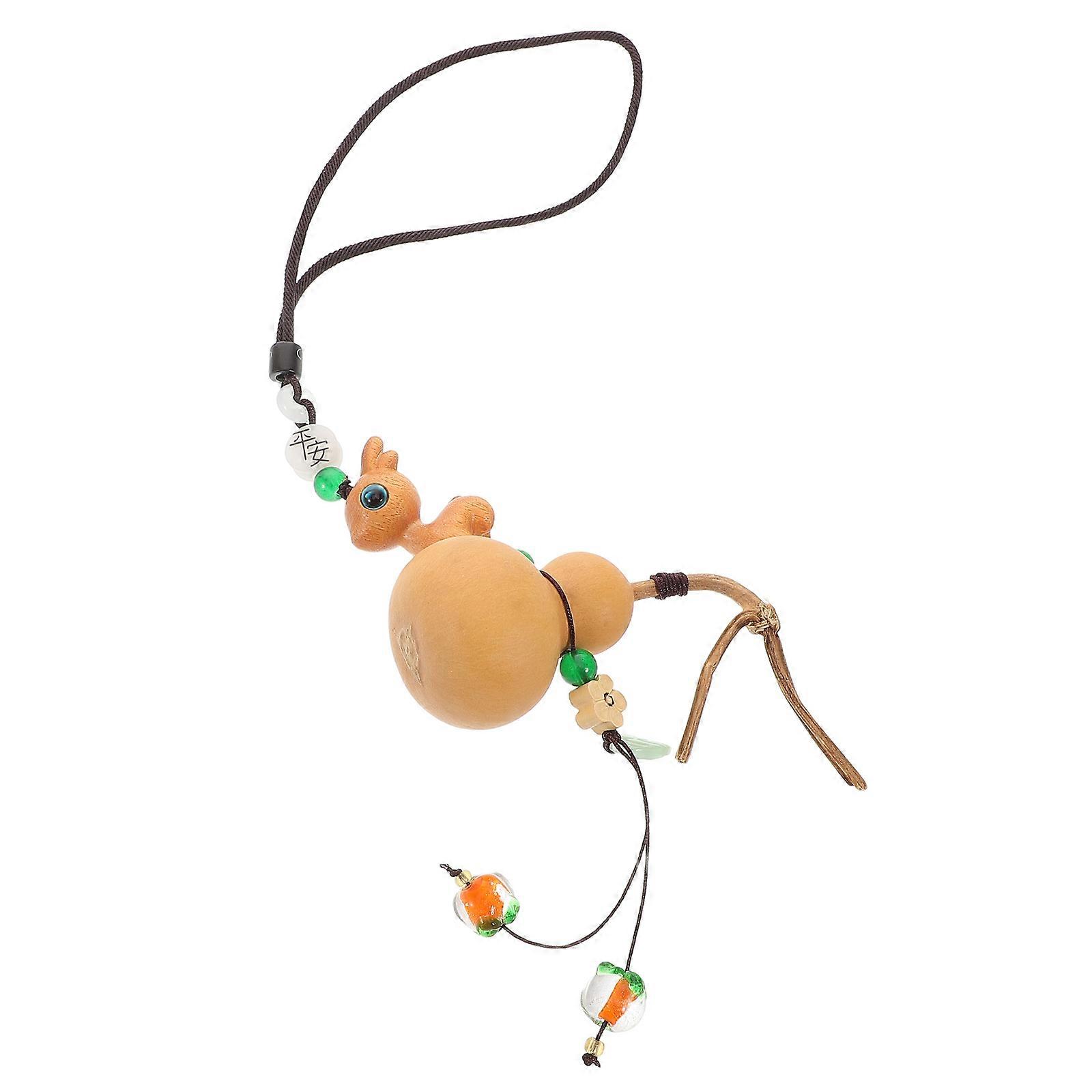 Wooden Gourd Deer Car Ornament for Feng Shui Protection 5Pcs Hanging Pendant