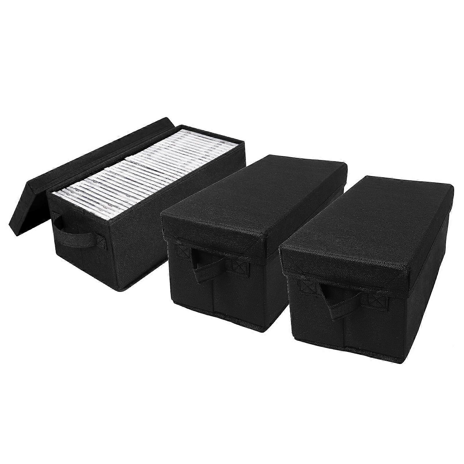 DVD Storage Box 3Pack With Cover, 15.75x6.3x6.1in, Holds 60 DVDs, WaterResistant, Stackable CD Organizer For DVDs CDs