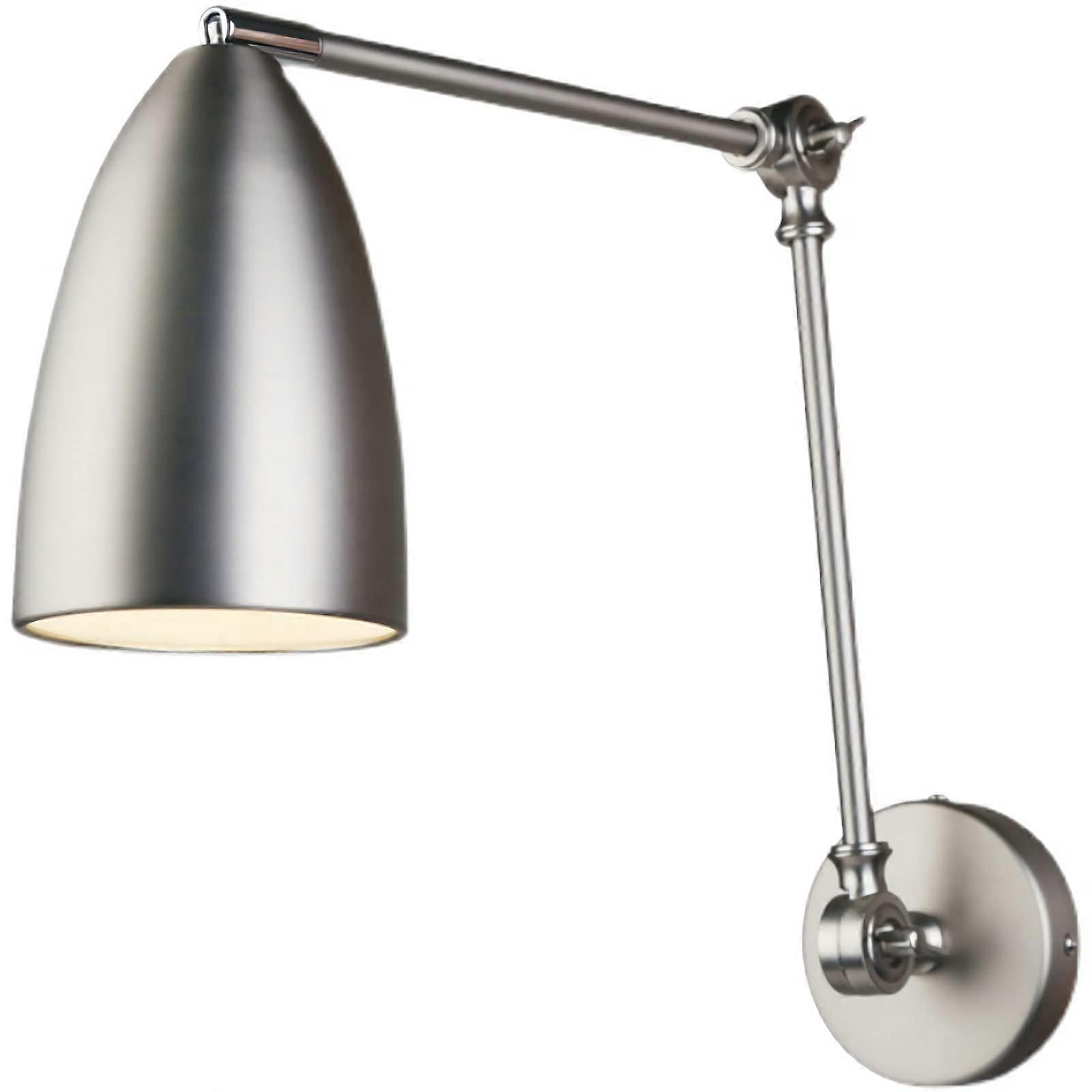 Brushed Nickel Wall Light Fixture With Bedside Rocker Arm Rotate Telescopic Reading Lamp Modern Bedroom Wall Light