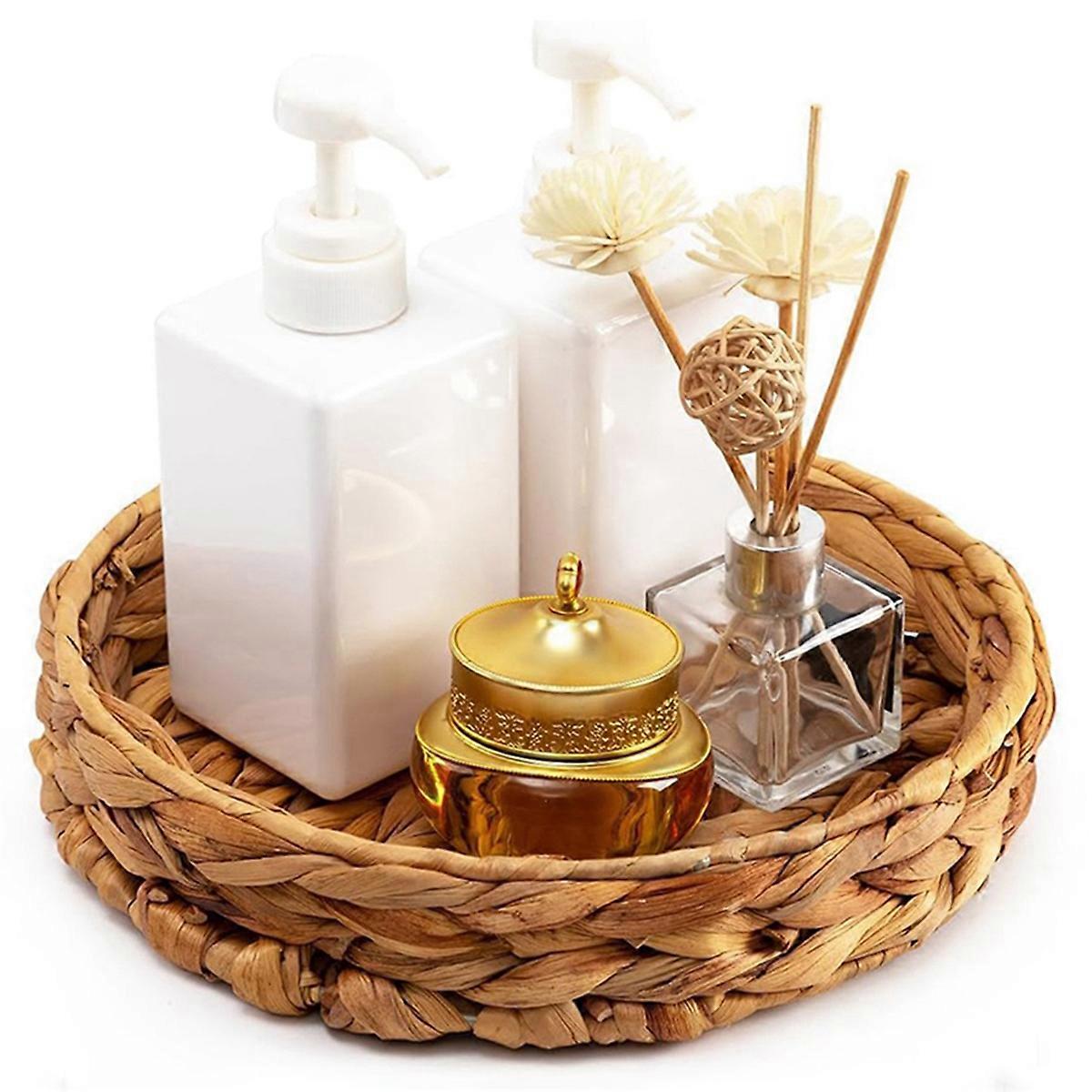 Round Wicker Baskets,Hand Woven Tray Storage Baskets Small Basket