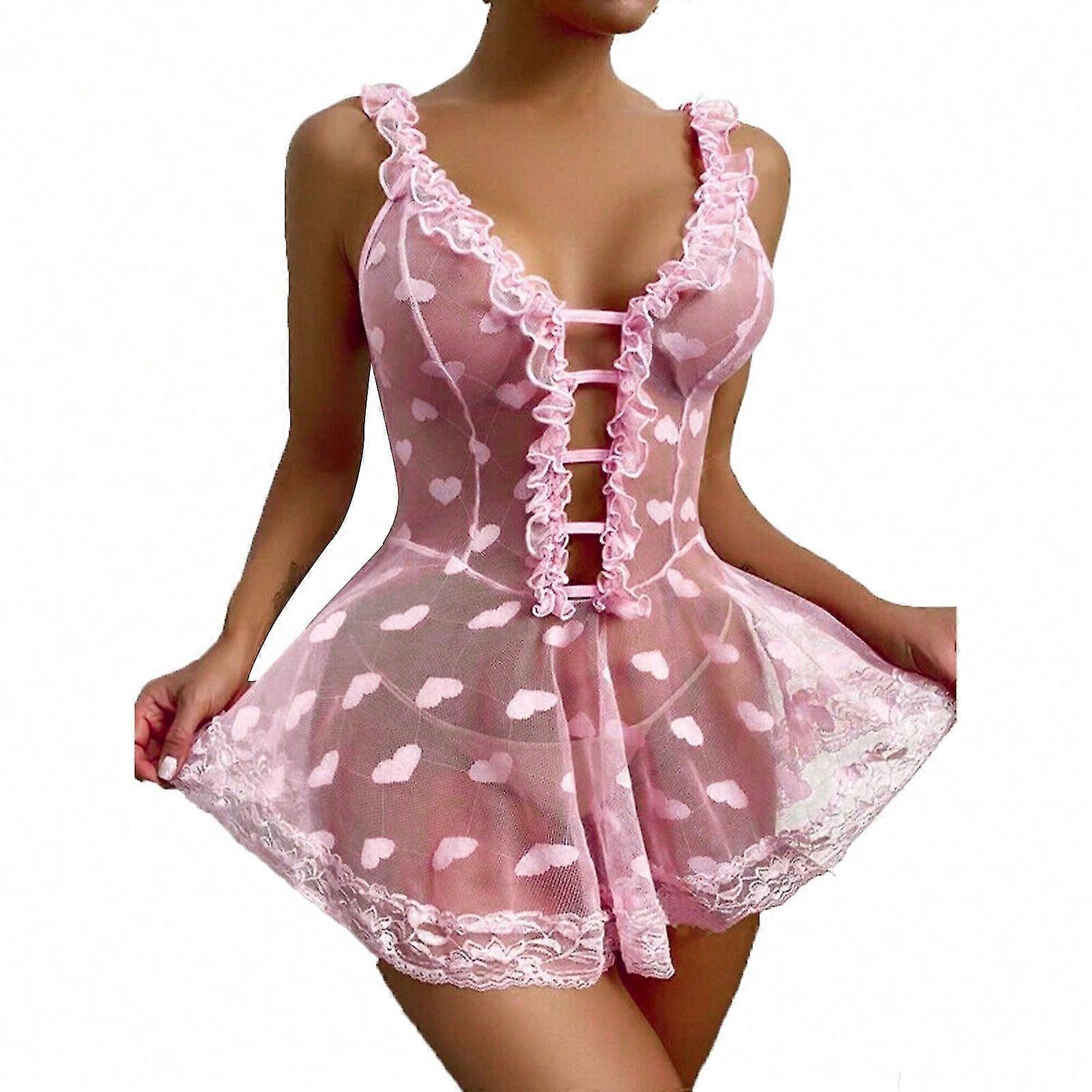 Sexy Women Lace Lingerie Sleepwear Ladies Babydoll Thong Underwear Nightdress