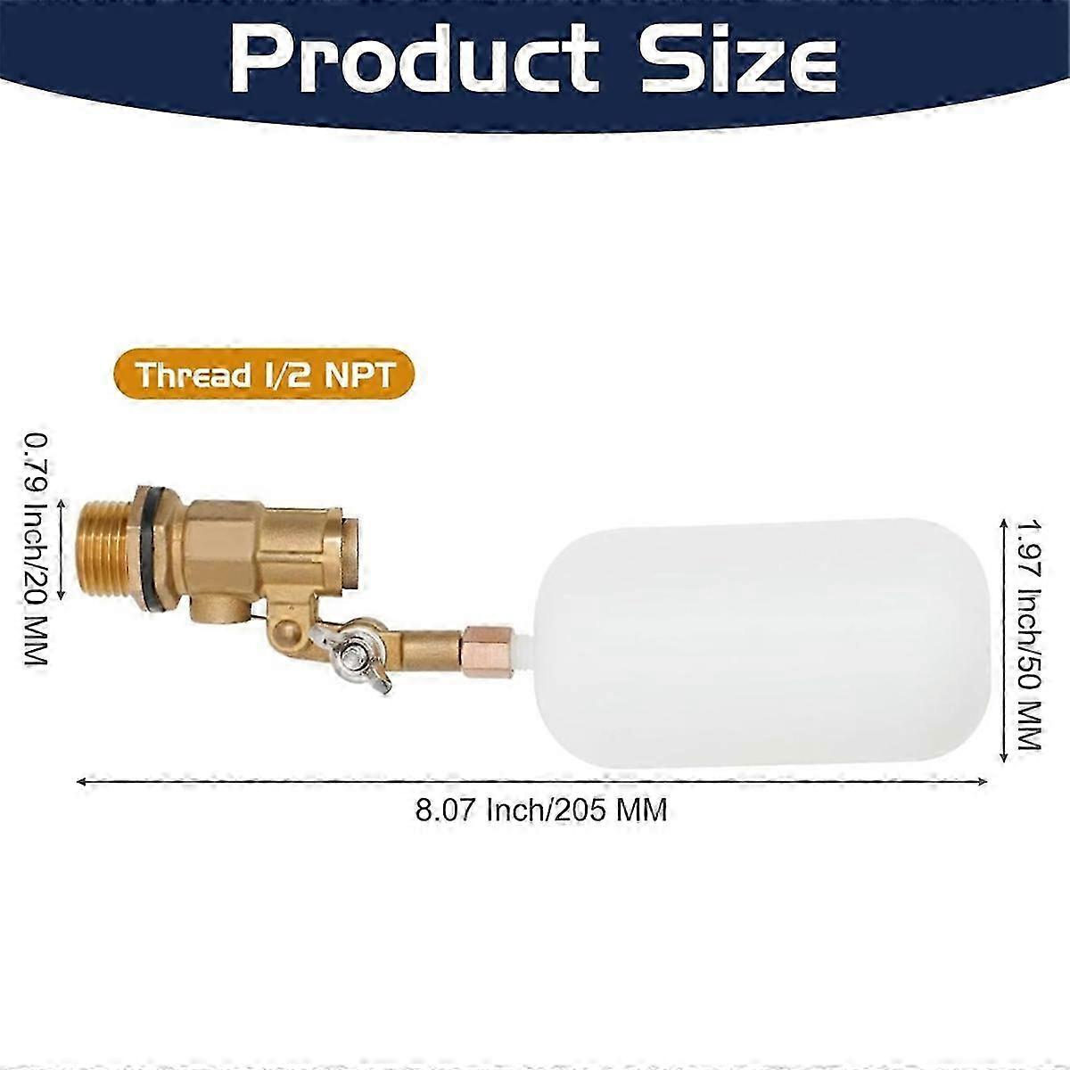2 Pack Water Float Valve 1/2 Inch, Brass Float Ball Float 2025