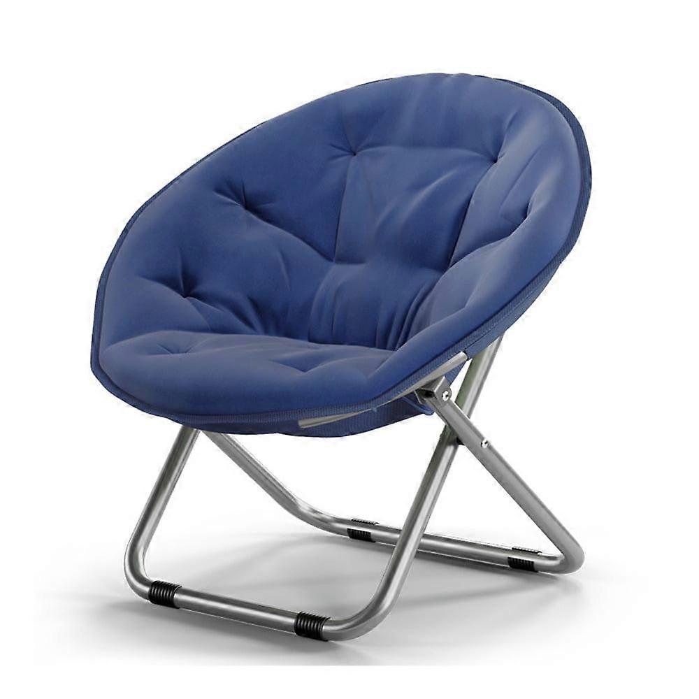 31.5in Oversized Folding Saucer Chairs Foldable Comfy Padded Moon Lounge Chair Blue