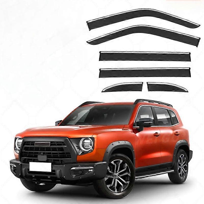 Window Visor for Haval Dargo X MK1 Silver Bright Strip 6Piece Window Rain Shield Auto Ventshade
