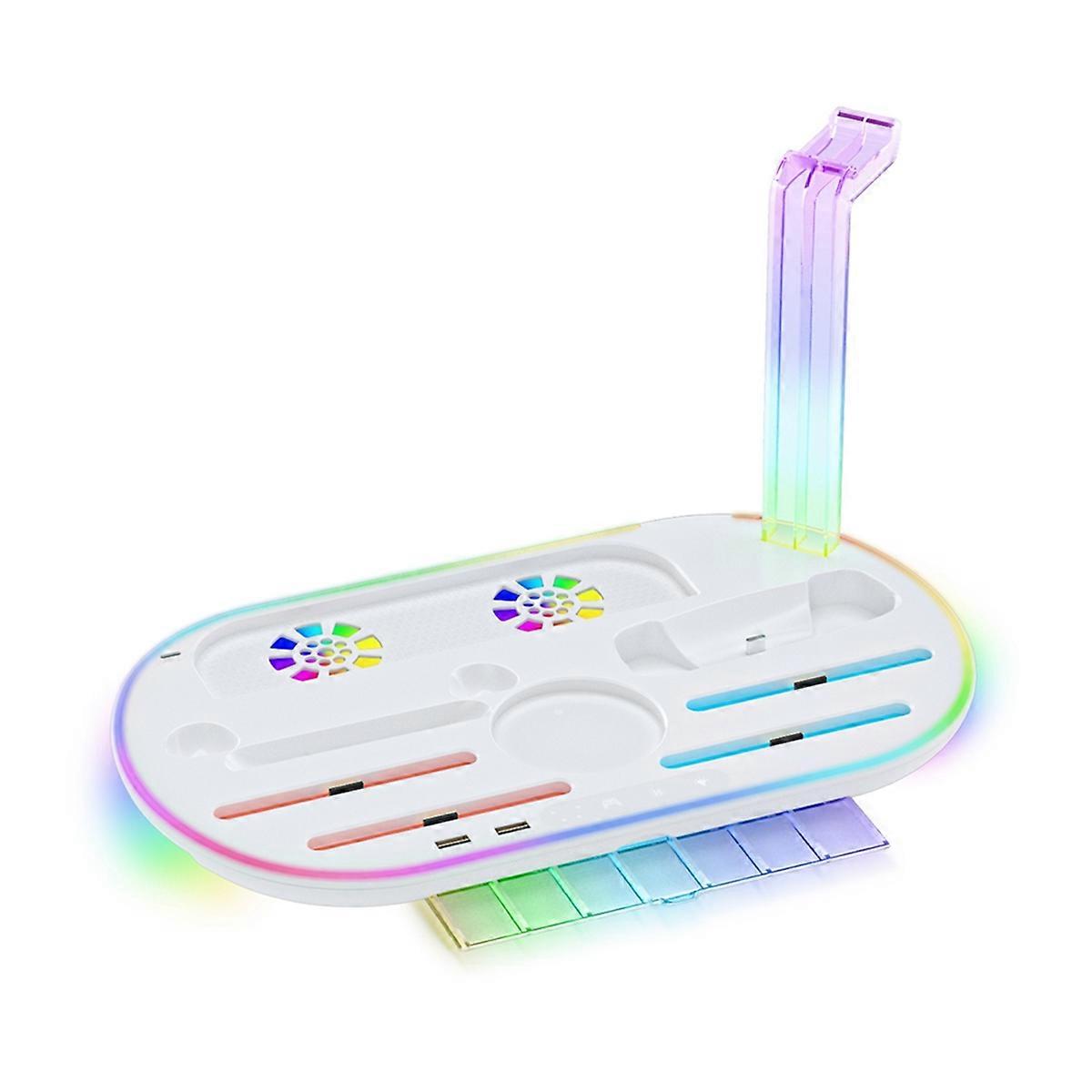 JYS for Switch 2 Charging Dock with RGB Lighting Multi-Function Heat Dissipation Storage Integrated Dock for NS Accessories White