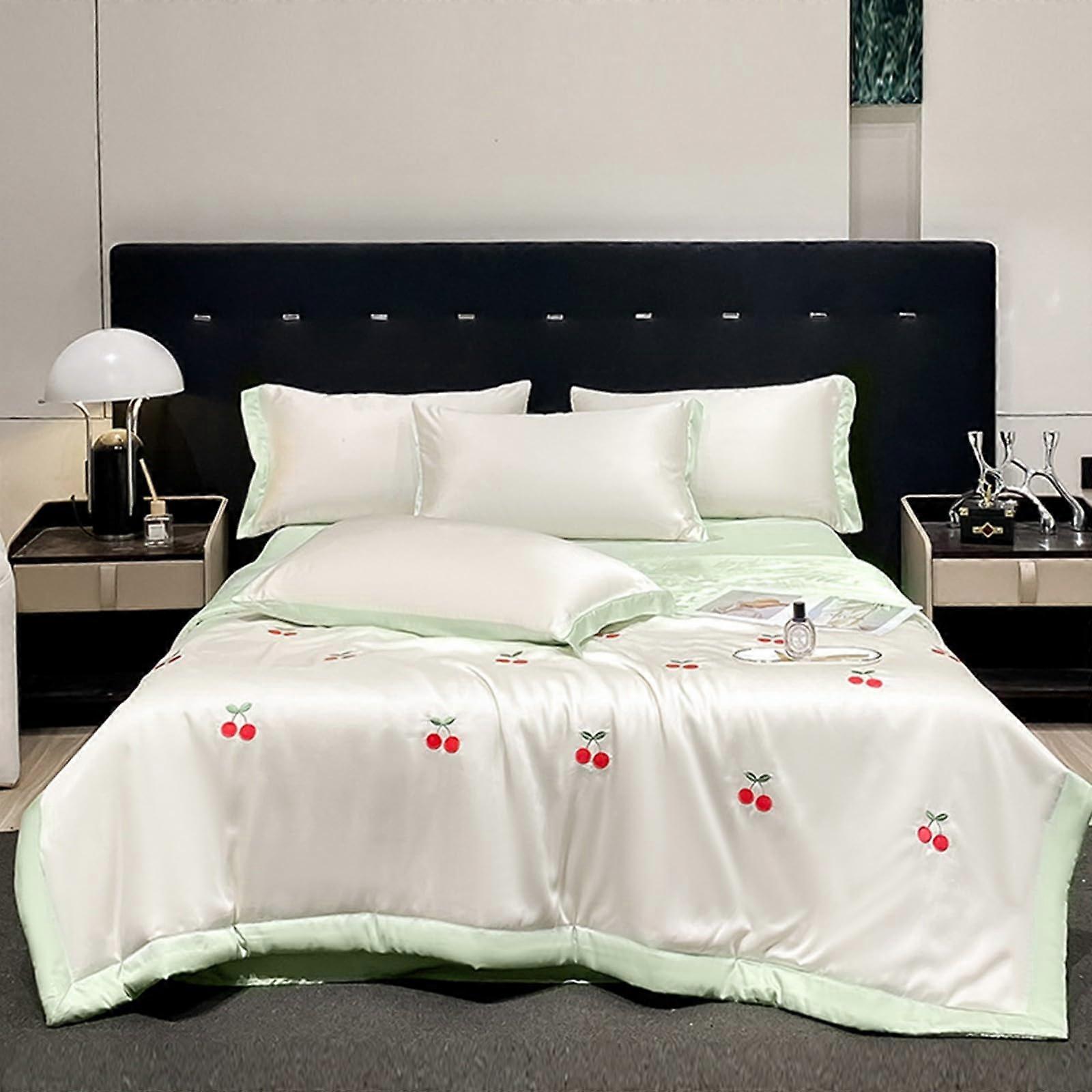 Comforter Queen Size FourPiece Set Summer Quilt Embroidery Ice Silk Fiber Lightweight Breathable Blanket 200x230 K4PCS