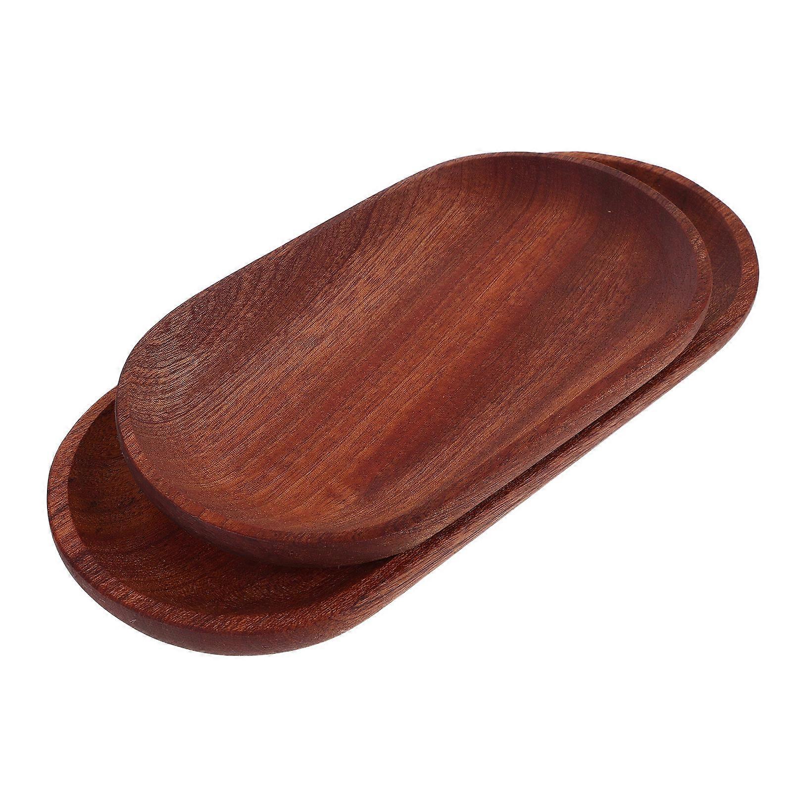 Japanese Oval Wooden Tray for Serving 10Pcs Snacks Fruits and Bread