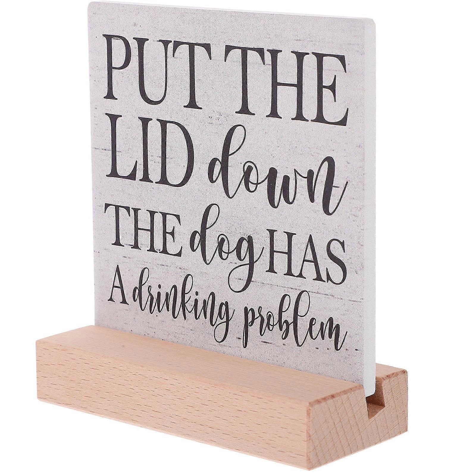 Wooden Desktop Decorative Sign Rustic Style Desk Adornment Office Supplies Rectangular 1Pcs