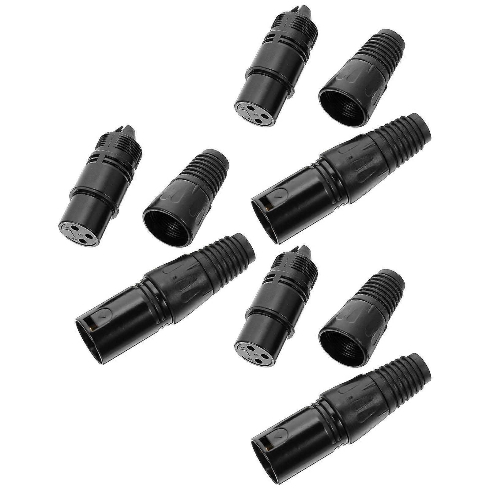 Microphone Connector 6Pcs Xlr Plug Replacement for Audio Equipment Black Plastic and Copper