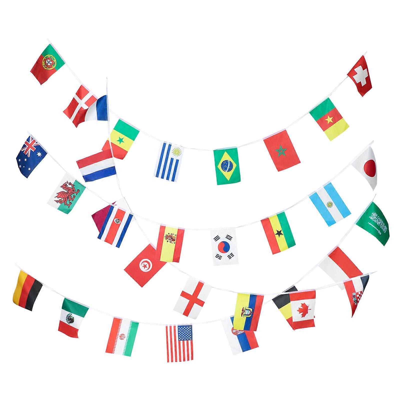 Sports Decor String Flag 3Pcs for Decoration with 32 Country Flags