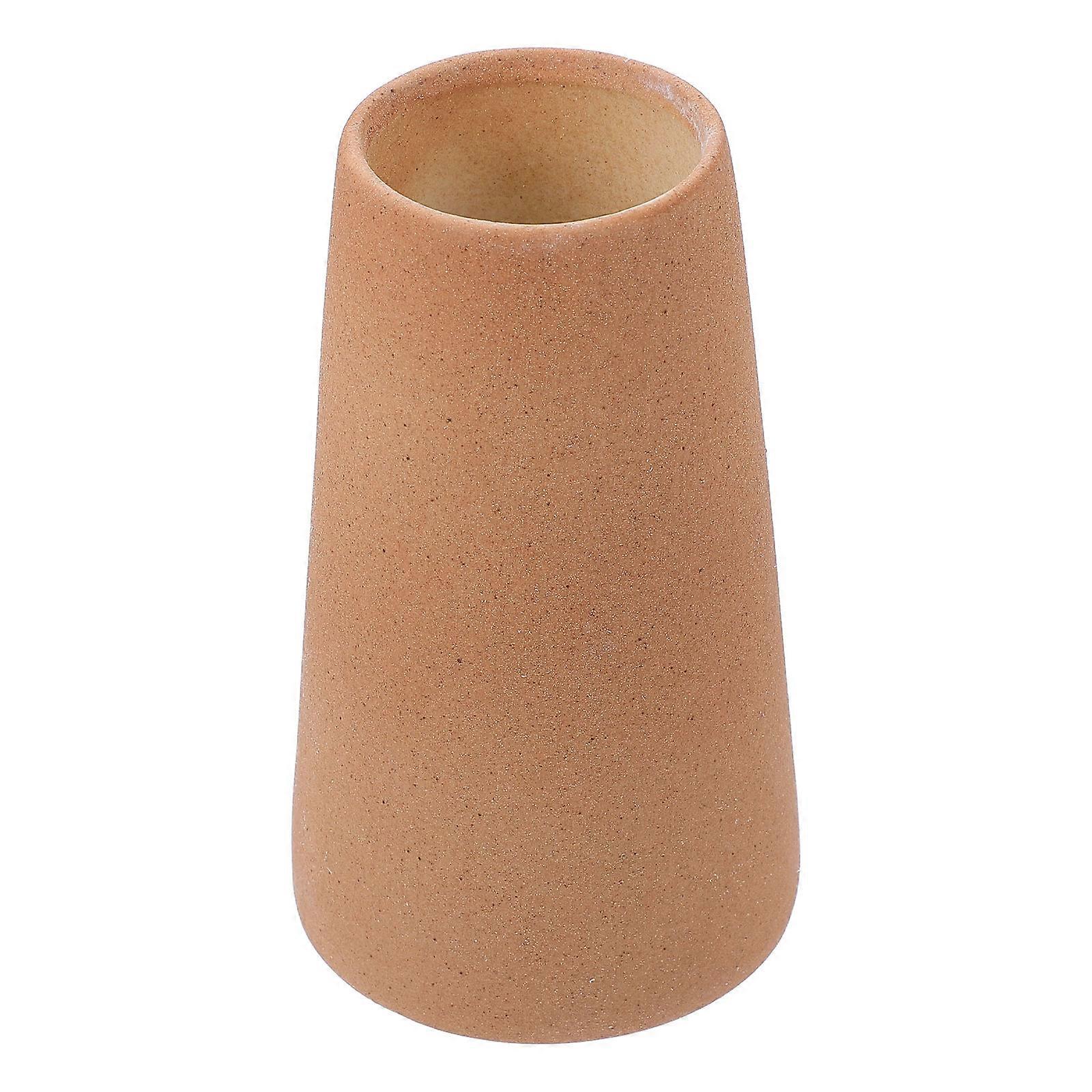 Creative Flower Vase for Home 2Pcs Light Brown Ceramic Desktop Vase