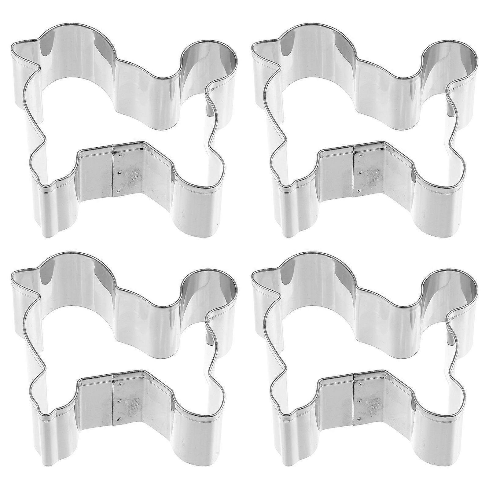 Baking Tools 4Pcs Dog Shape Cookie Moulds Ideal For Entertaining Friends In A Professional Cake Shop Environment Silver Non-stick