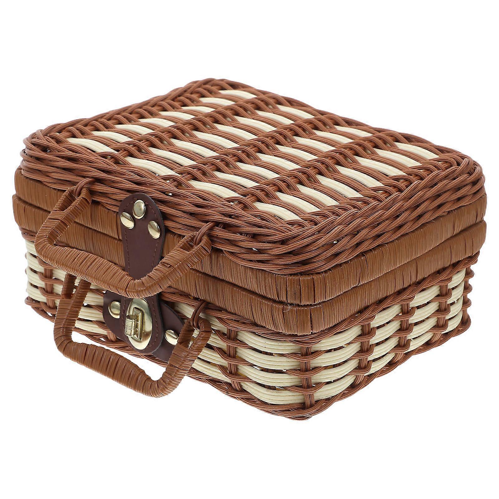 Rattan Storage Box for Travel and Picnic Organizer 4Pcs Set