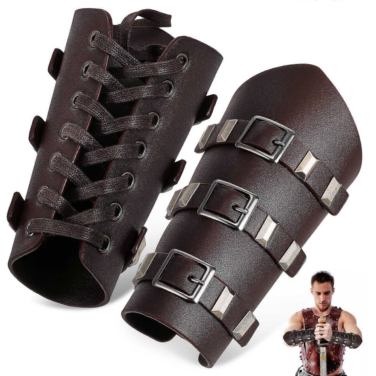 Viking Accessory Arm Bracers Cosplay Medieval Design Adjustable Fit Durable Material 2Pcs