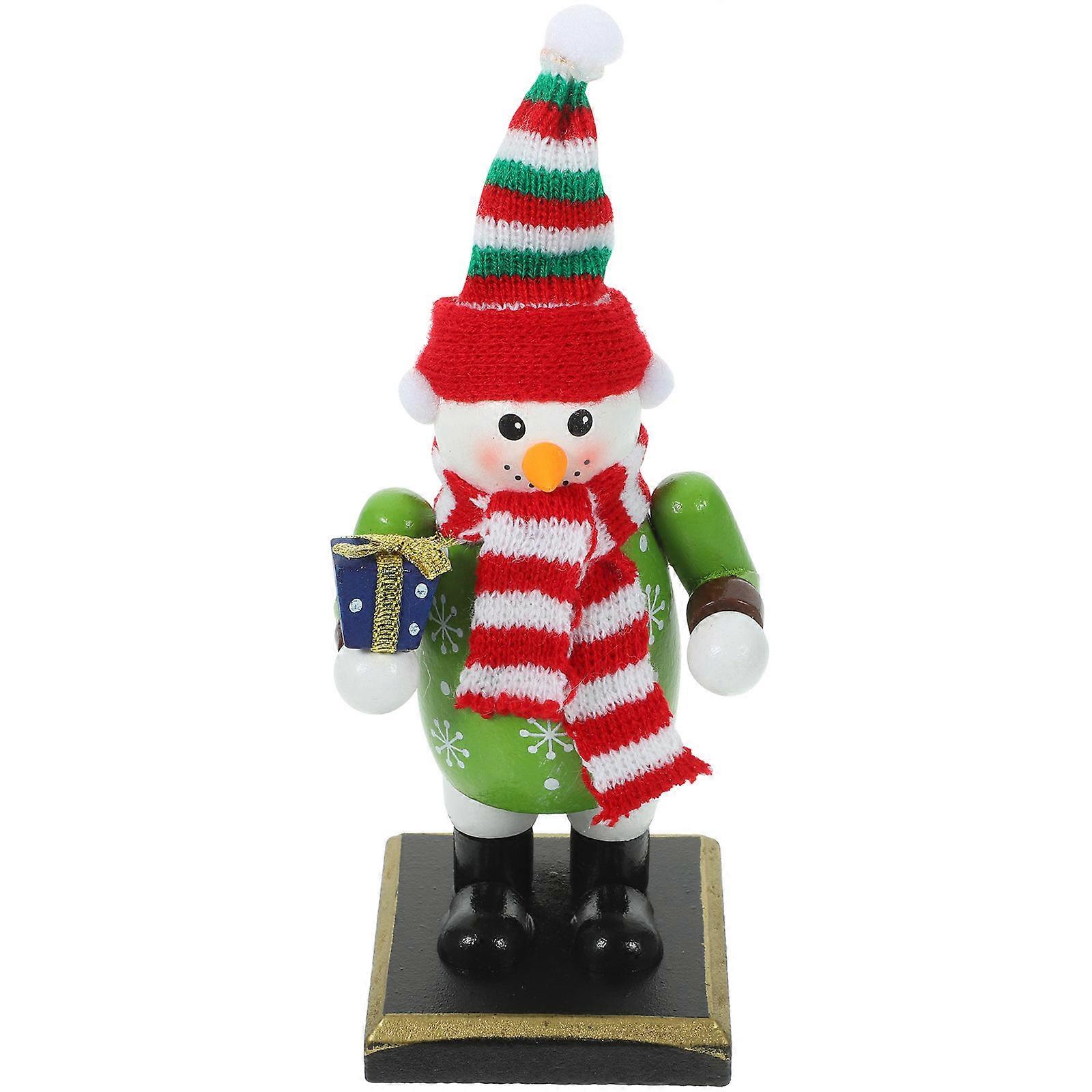 Snowman Nutcracker Ornament Photo Prop Home Hotel Restaurant Multi Color 3Pcs