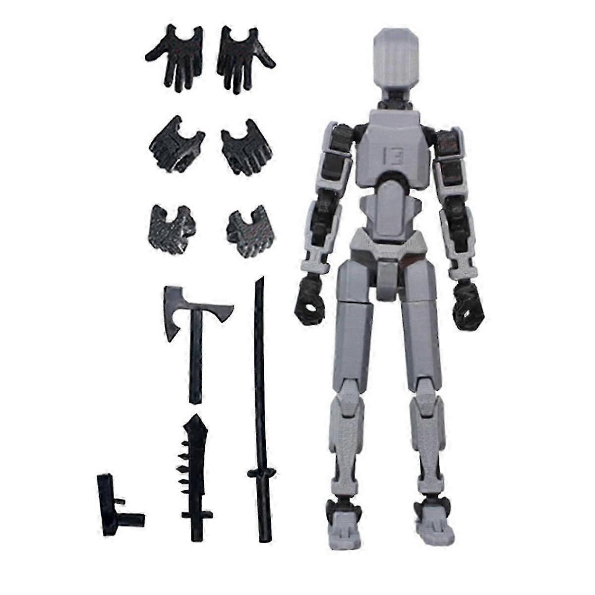 Robot Action Figure, 3D Printed with Full Articulation for Stop Motion Animation White