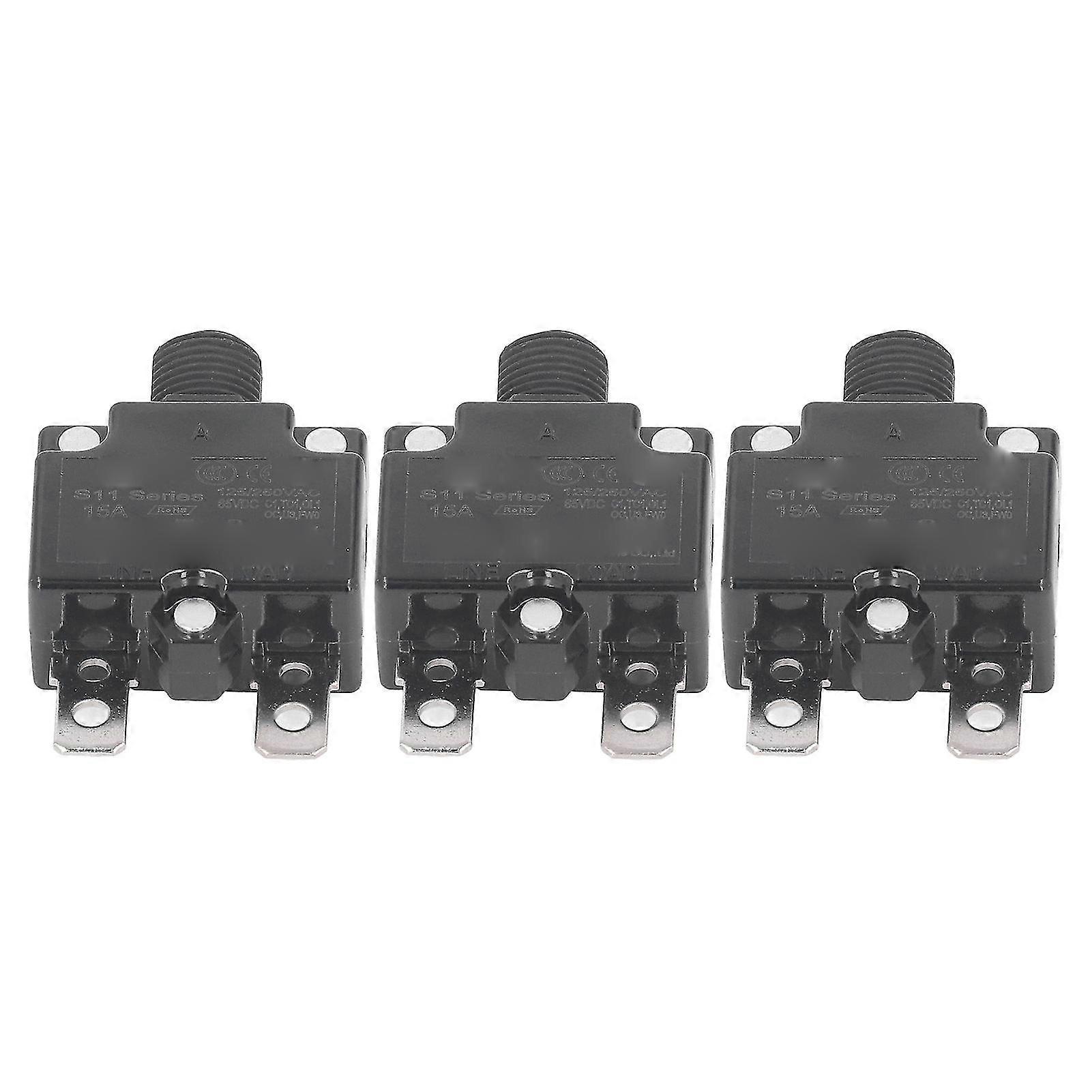 2025 10Pcs Automatic Reset Relay Fuse 15A Thermal Switch Circuit Breaker Overload Protector Waterproof 125 250VAC 65VDC