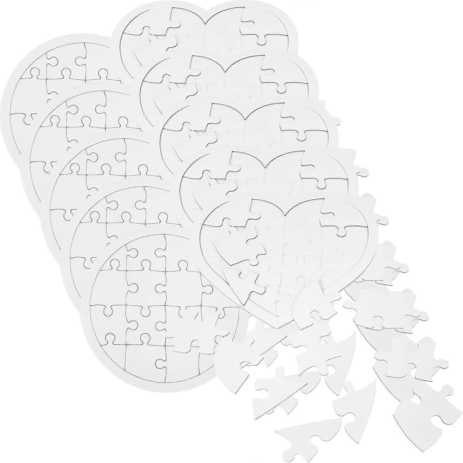 DIY Blank White Puzzle for Kids Paper Drawing Craft 30 Pieces Set