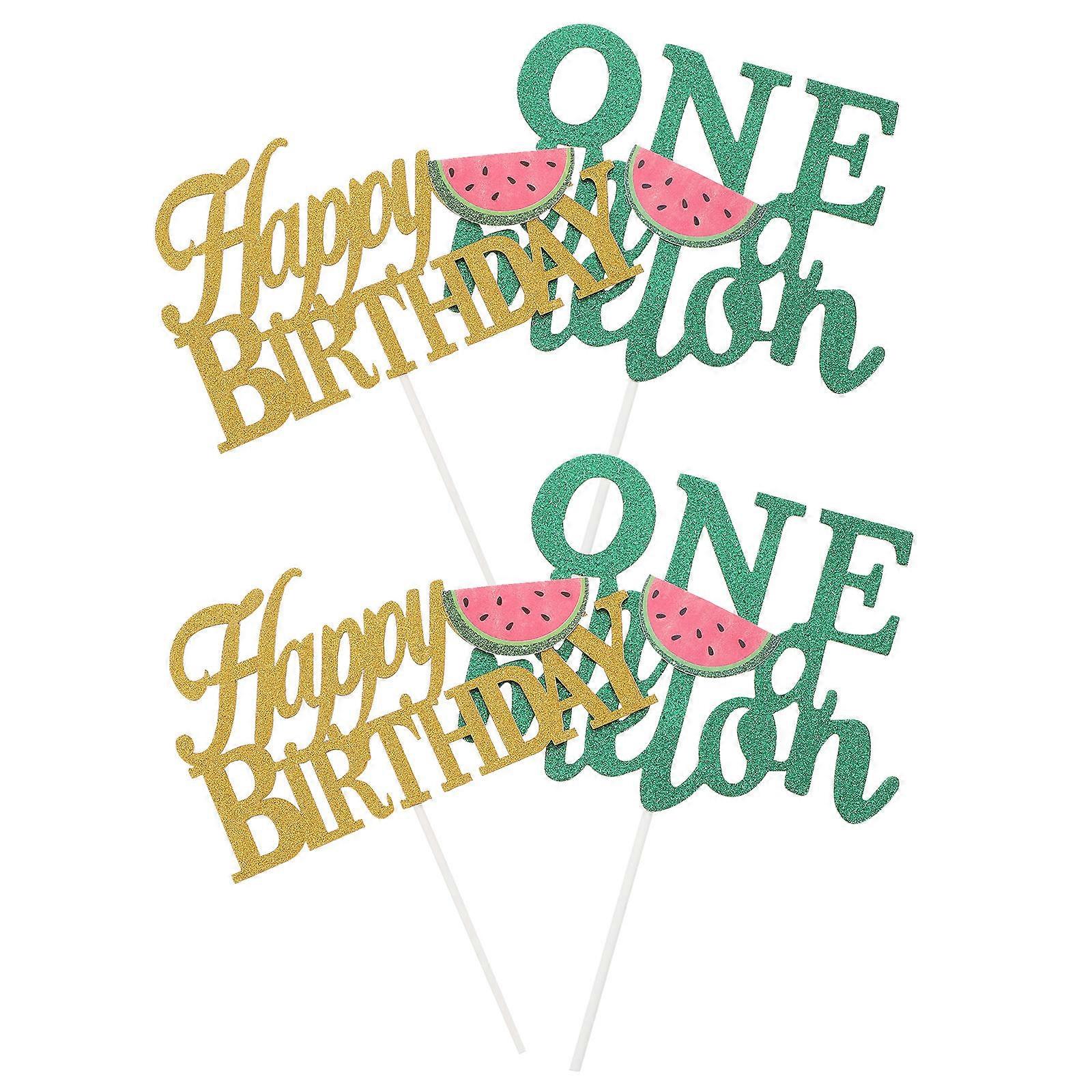 8 Pcs Watermelon Cake Decorations Assorted Color Birthday And Summer Party Cake Decor Photographic Props And Stylish Design