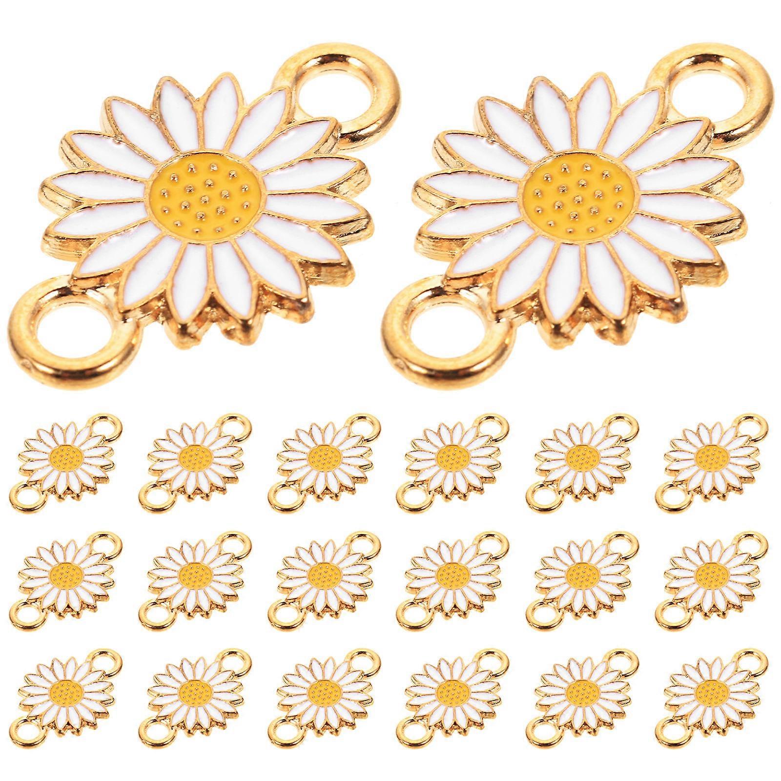 20Pcs Sunflower Shape Jewelry Making Links For Daily Life Use In Alloy Material With Necklace Making Function