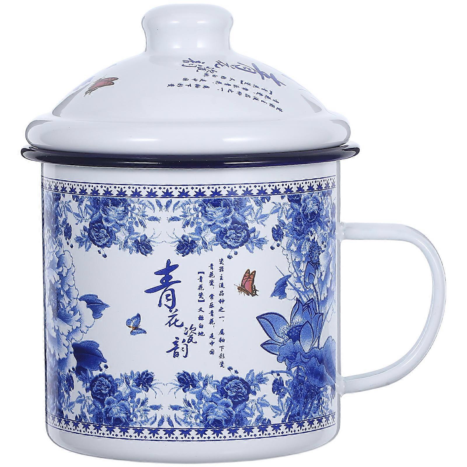 Enamel Camping Mug 4Pcs Classic Blue And White Cup Suitable For Office Use Or Picnics 700 ML Easy To Clean