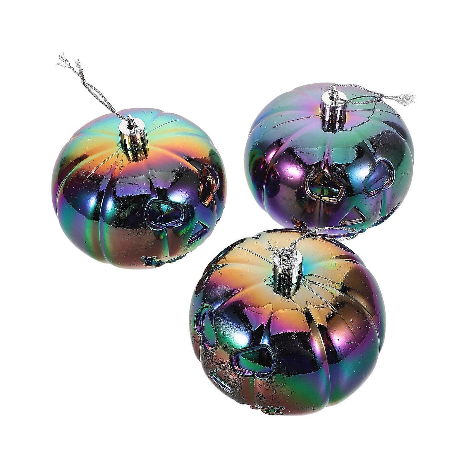 Halloween Pumpkin Ball Ornaments Plastic Decorations Hanging 6Pcs
