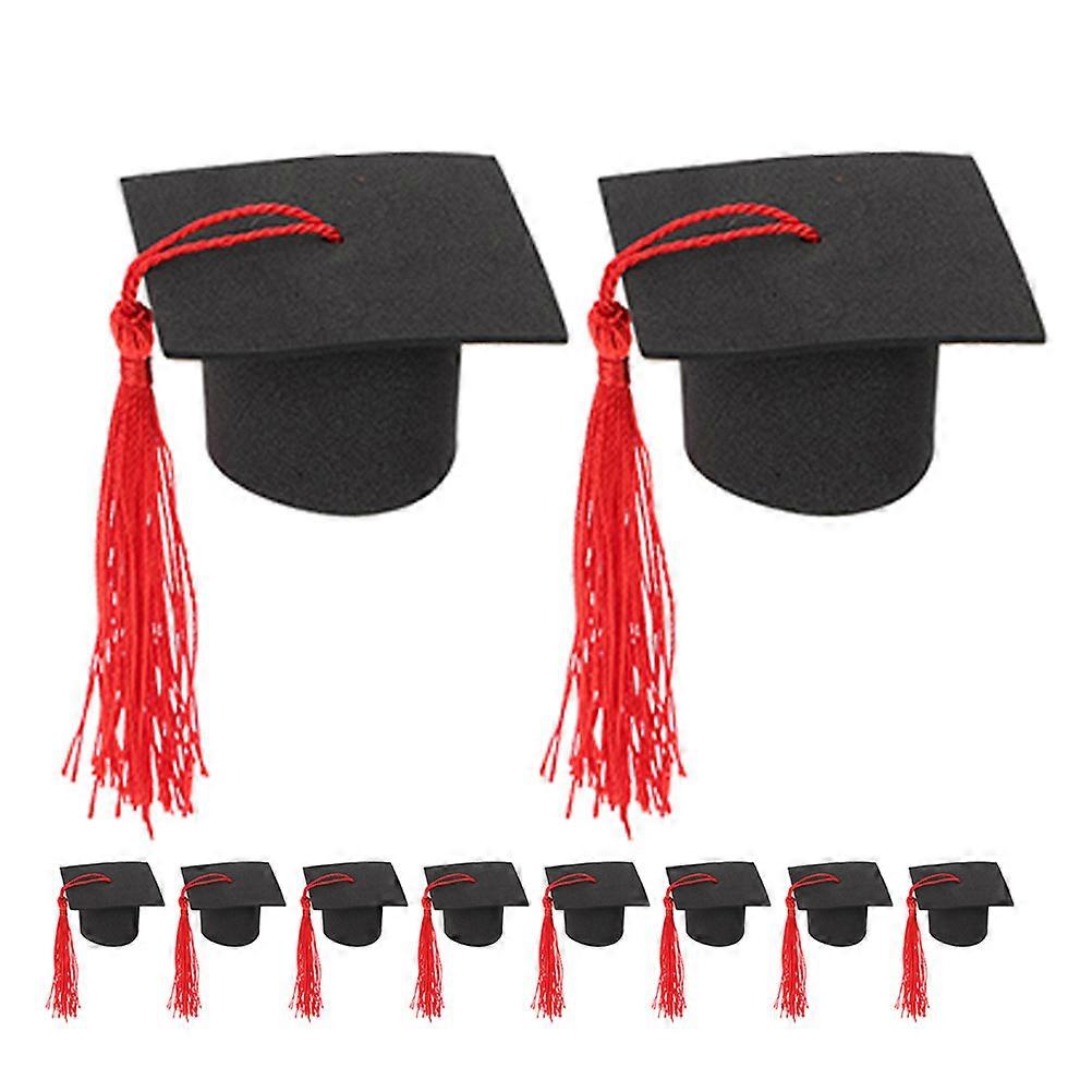 Graduation Cake Ornament for Party Decor with 8Pcs Mini Caps