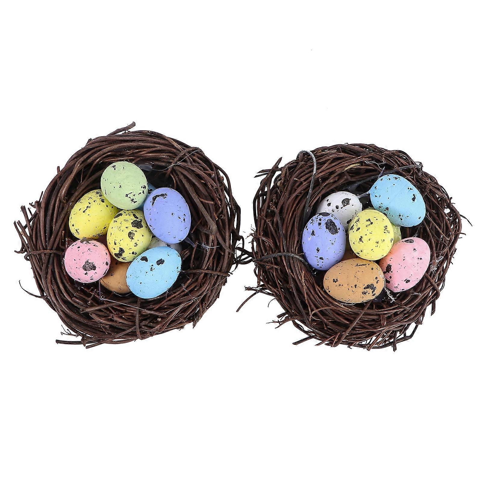 Easter Bird Nest 4Pcs Artificial Decorative Eggs for Festival Decor