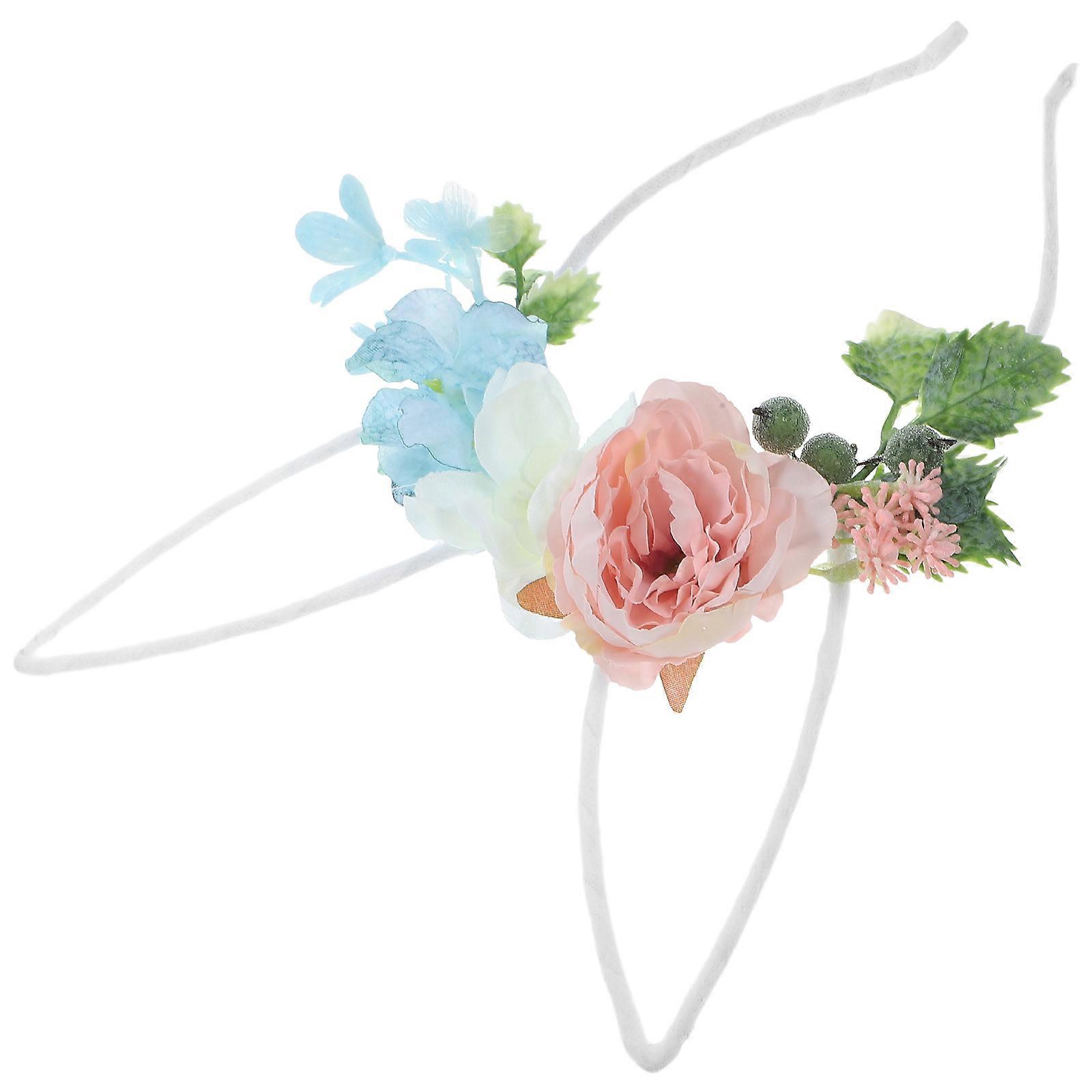Bunny Ear Headband with Flower for Easter Celebration 2Pcs Lightweight Design