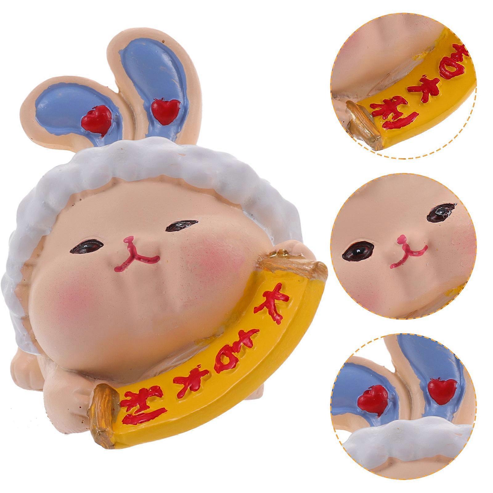 Rabbit Statue Resin Bunny Ornament for Decoration 2Pcs Khaki Color Figurines