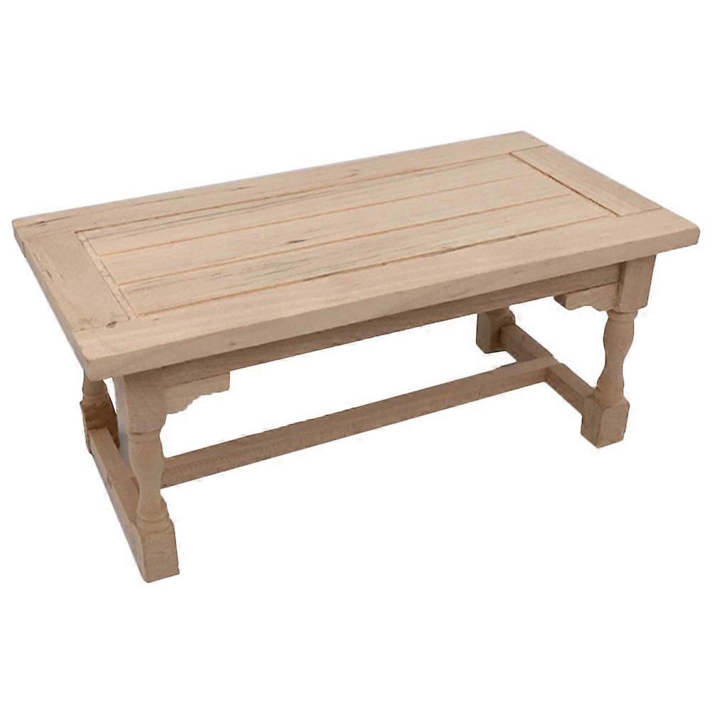 Miniature Wooden Dollhouse Table Dining Table for 4Pcs Realistic Doll Accessory