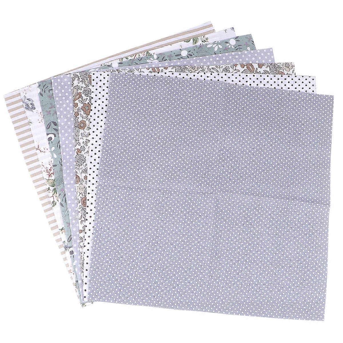 Sewing Cotton Fabric Printed Patchwork Cloth for DIY Accessories 7Pcs Grey