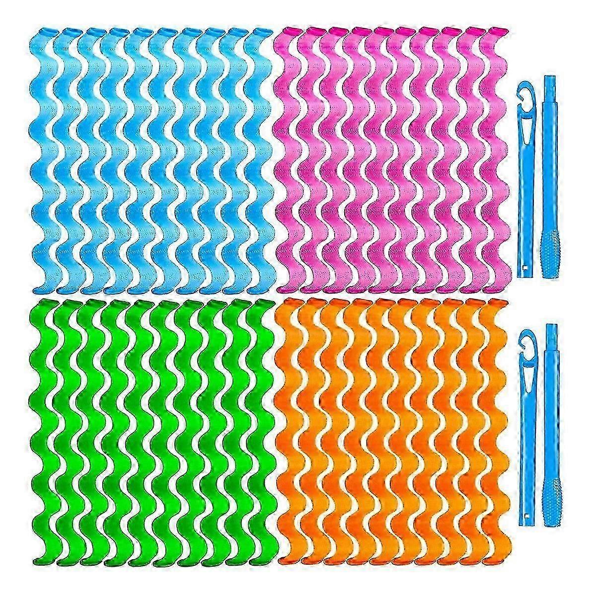 40 Pieces Heatless Waves Hair Curler, No Heat Damage Wavy Hair Curlers with 2 Sets of Styling Hooks