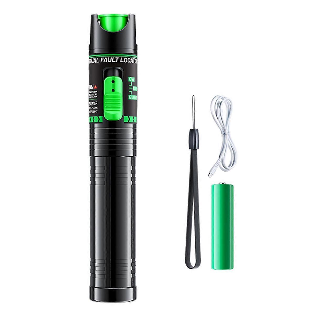 Visual Fault Locator Rechargeable Fiber Optic Green Light Pen 30MW Fiber Optic Tester Strong Light