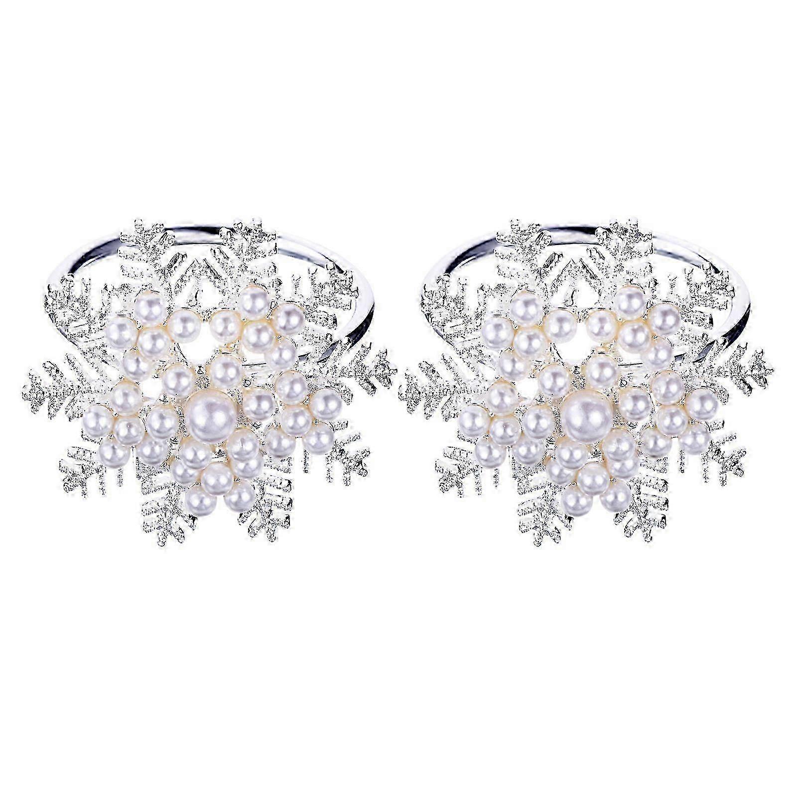 Christmas Snowflake Shaped Napkin Ring Set For Special Occasions With Elegant Design And Stainless Steel Material 2Pcs