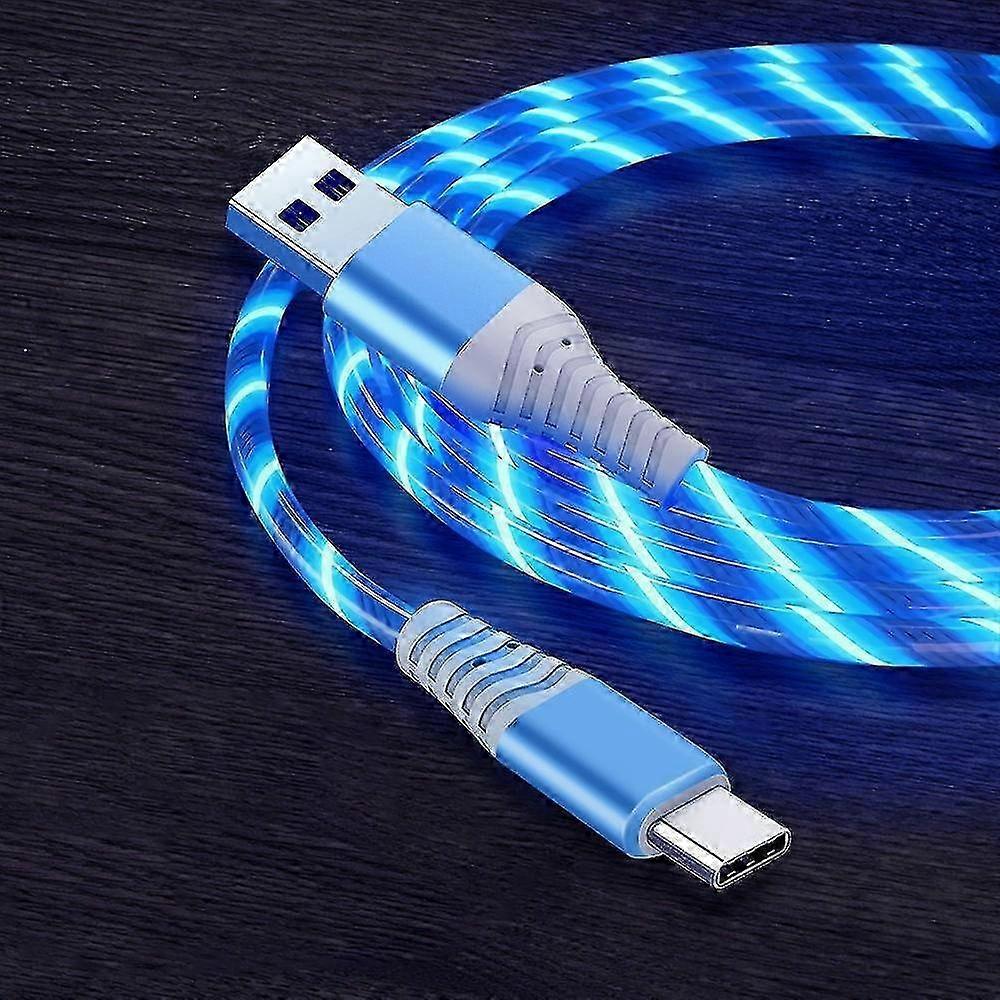 1m USB Type-C Cable with LED Flowing Light for Fast Charging and Data Transfer