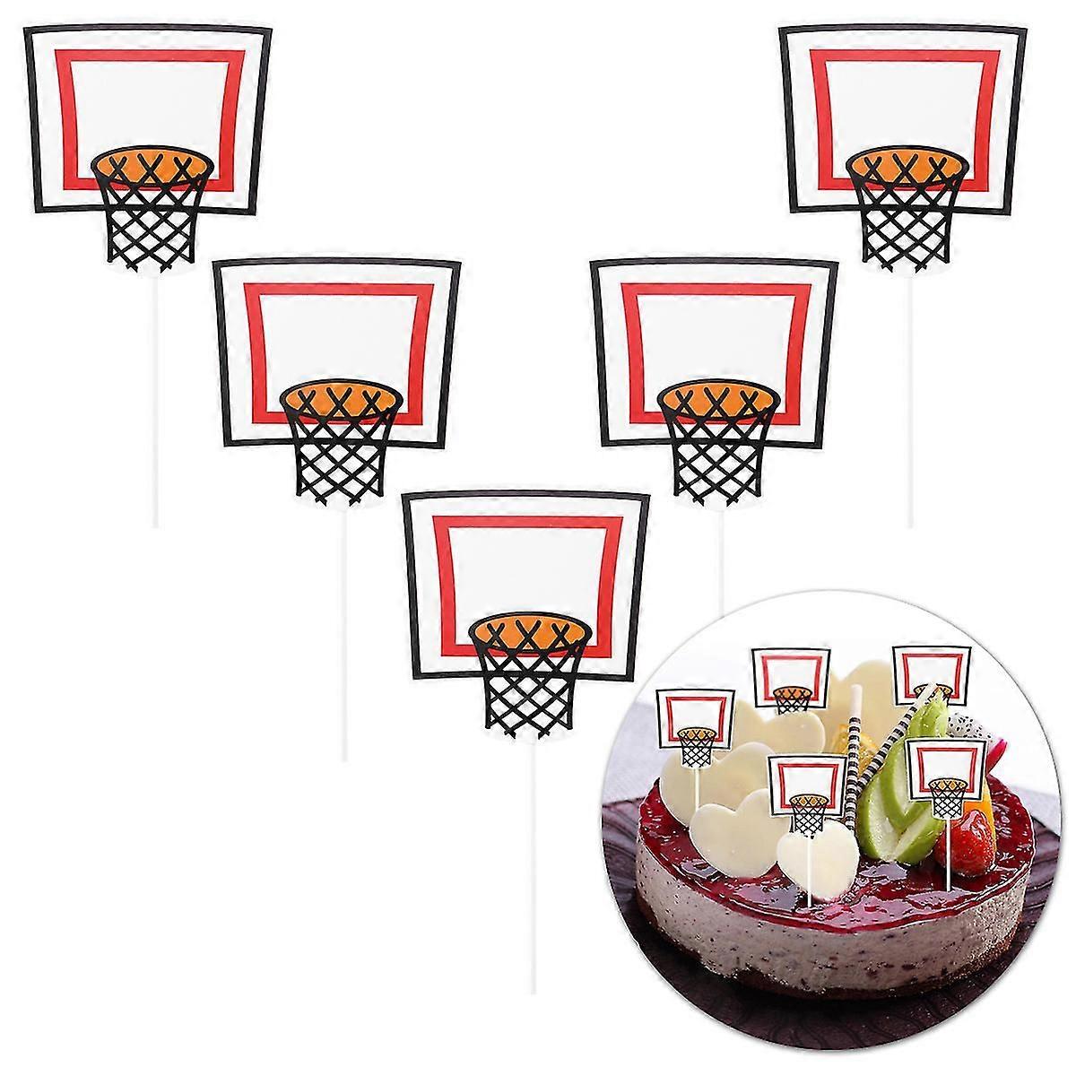 5pcs Cake Topper Wrapper Basketball Shooting Pattern Cake Decorations Party Supplies
