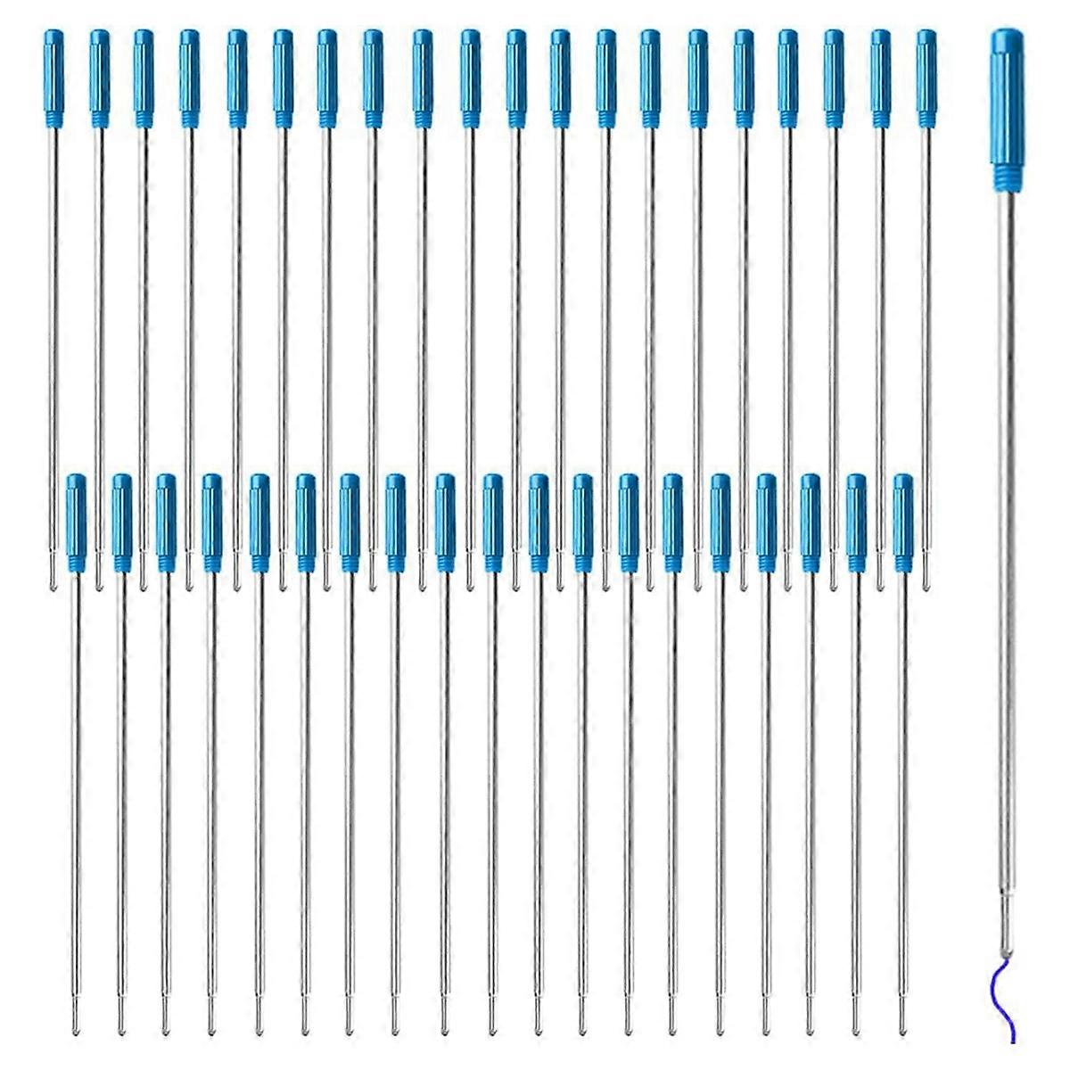 40 قطعة عبوات حبر القلم مقاس 11.6 سم / 4.57 بوصة ، عبوات أقلام قابلة للاستبدال ، طقم استبدال قلم حبر جاف معدني أزرق