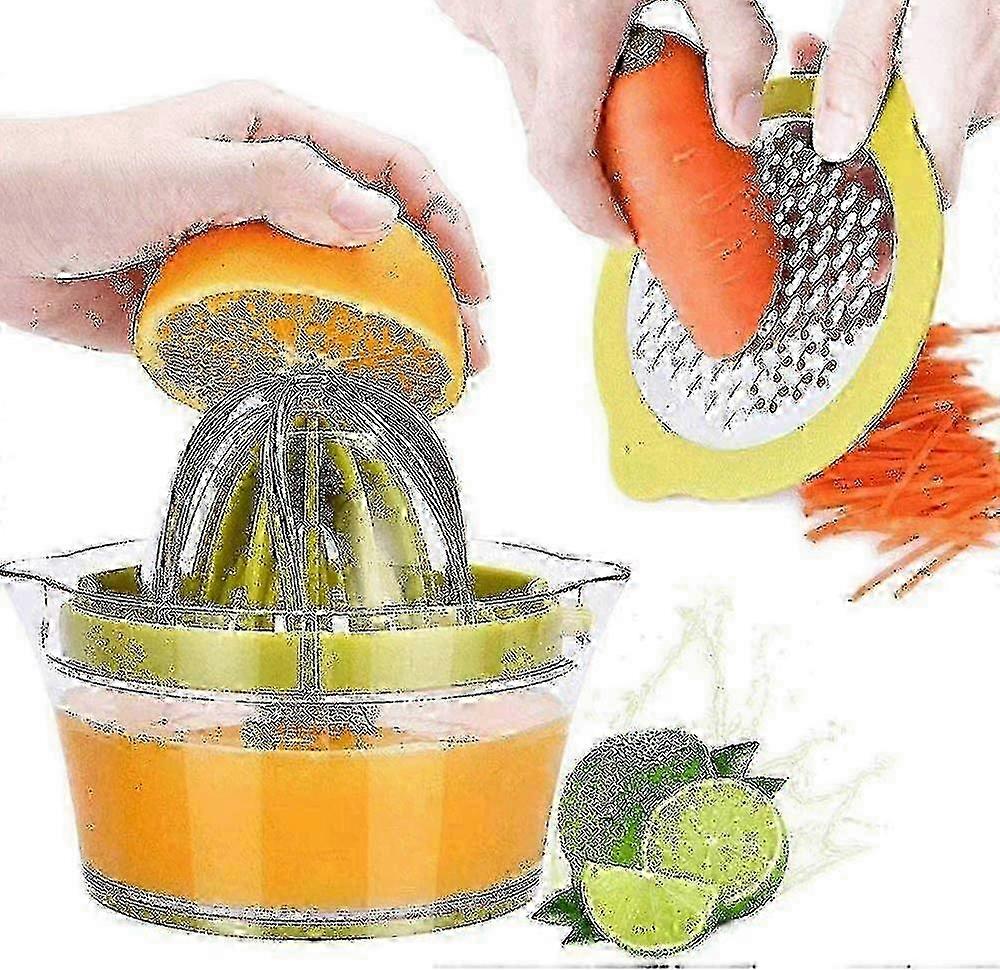 manual juicer citrus lemon orange hand squeezer with built-in measuring cup and grater, 12oz, green P20250110178