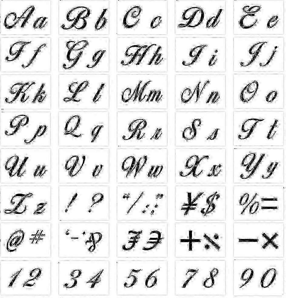Set of 40 Reusable Plastic Stencils with Calligraphy Font for Painting [xh]