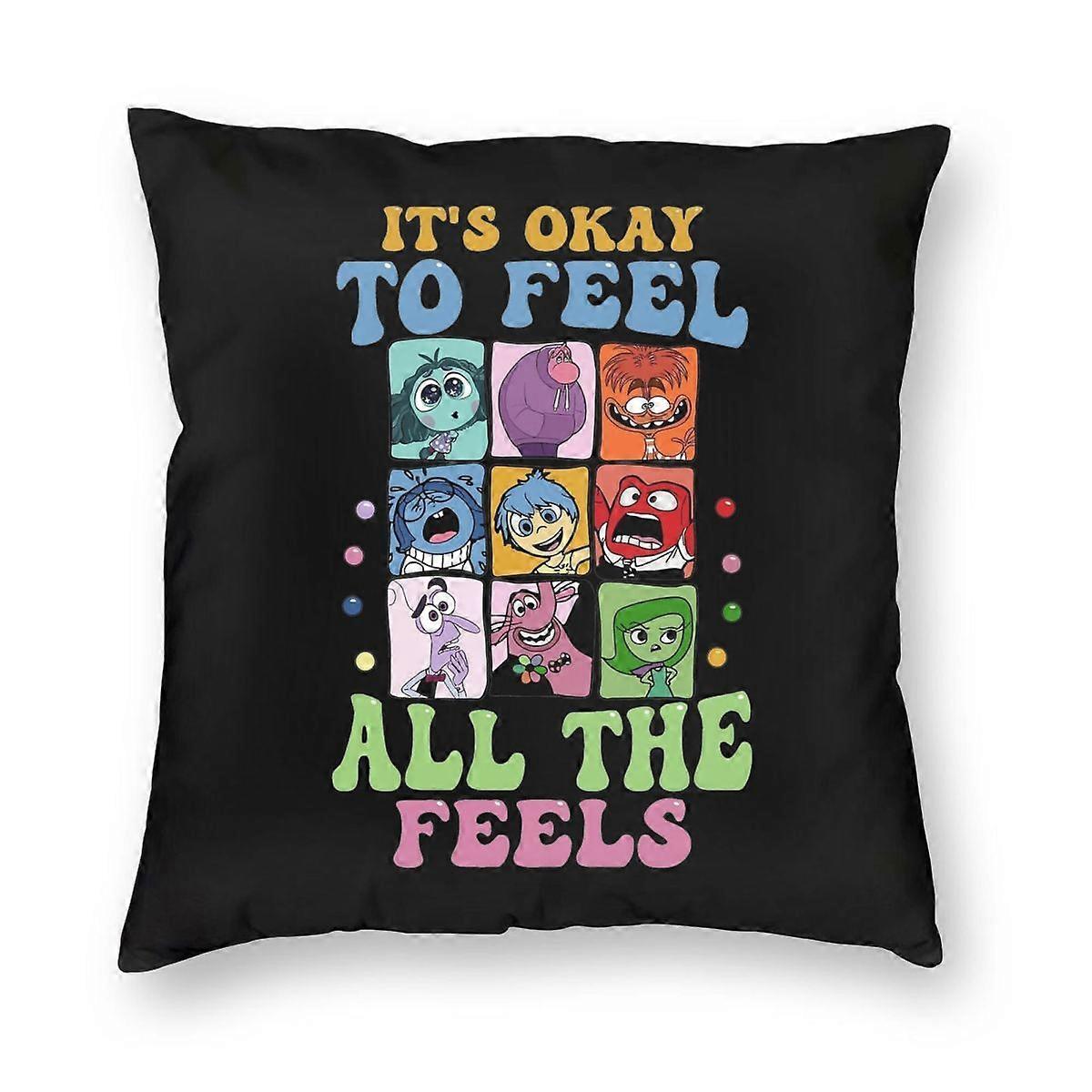 c609 engraçado de dentro para fora não há problema em sentir fronha capa de almofada macia capa de almofada decorativa dos desenhos animados capa de fronha com zíper em casa 45x45cm kjs609