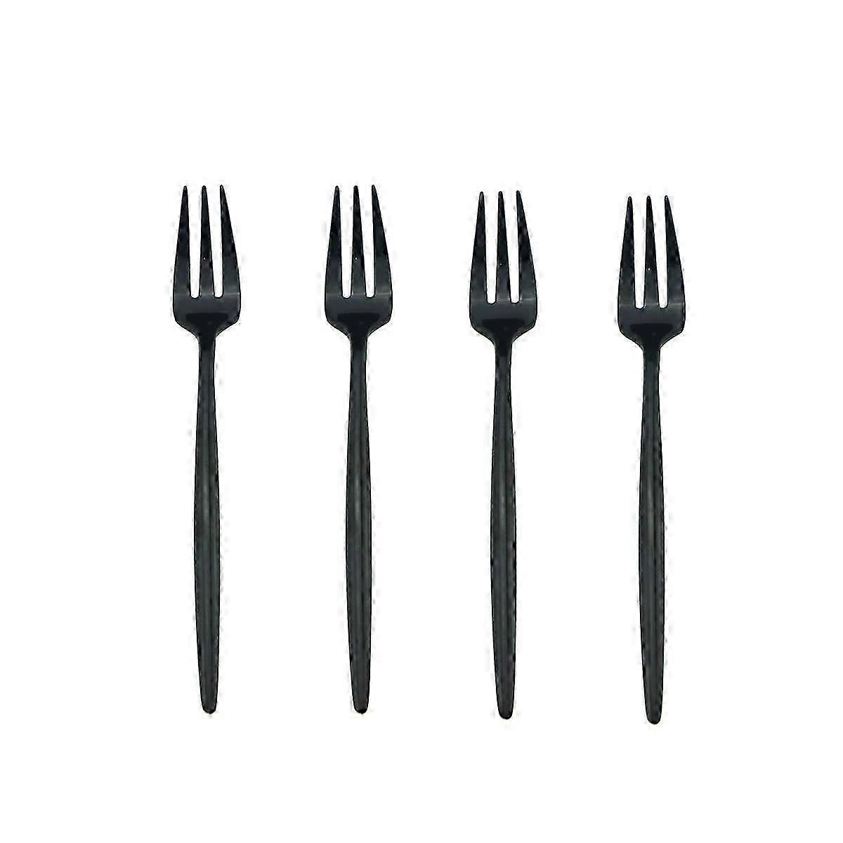2025 4 Piece Cake Fork Luxury Mirror Polished Black Colorful Dessert Fork Silverware
