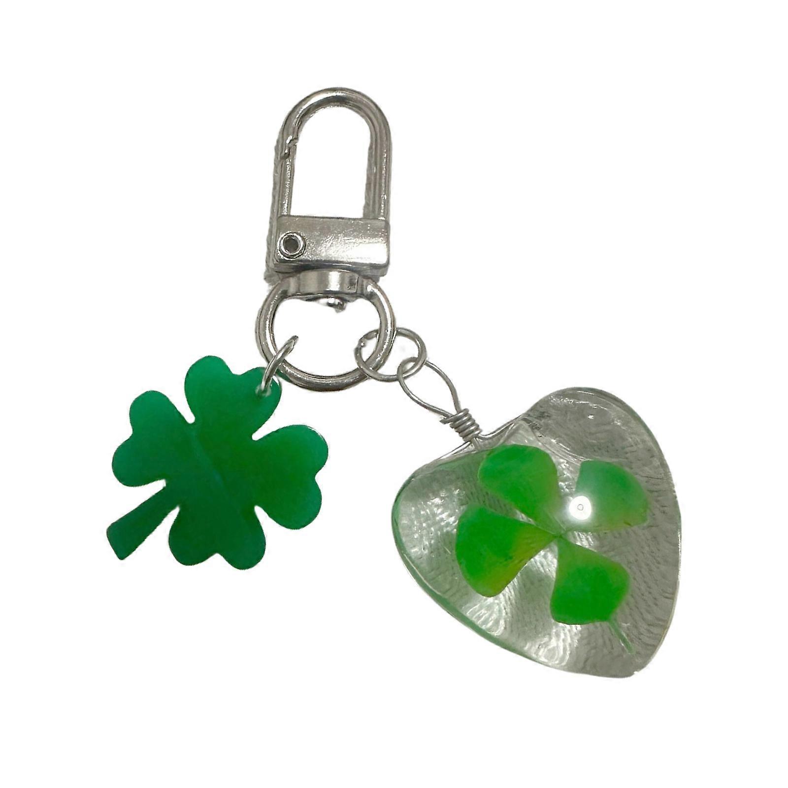 Handmade Alloy Four Leaf Clovers Pendant Key Ornament Distinctive Keychain Accessory for Collectors and Trendsetters Multicolor