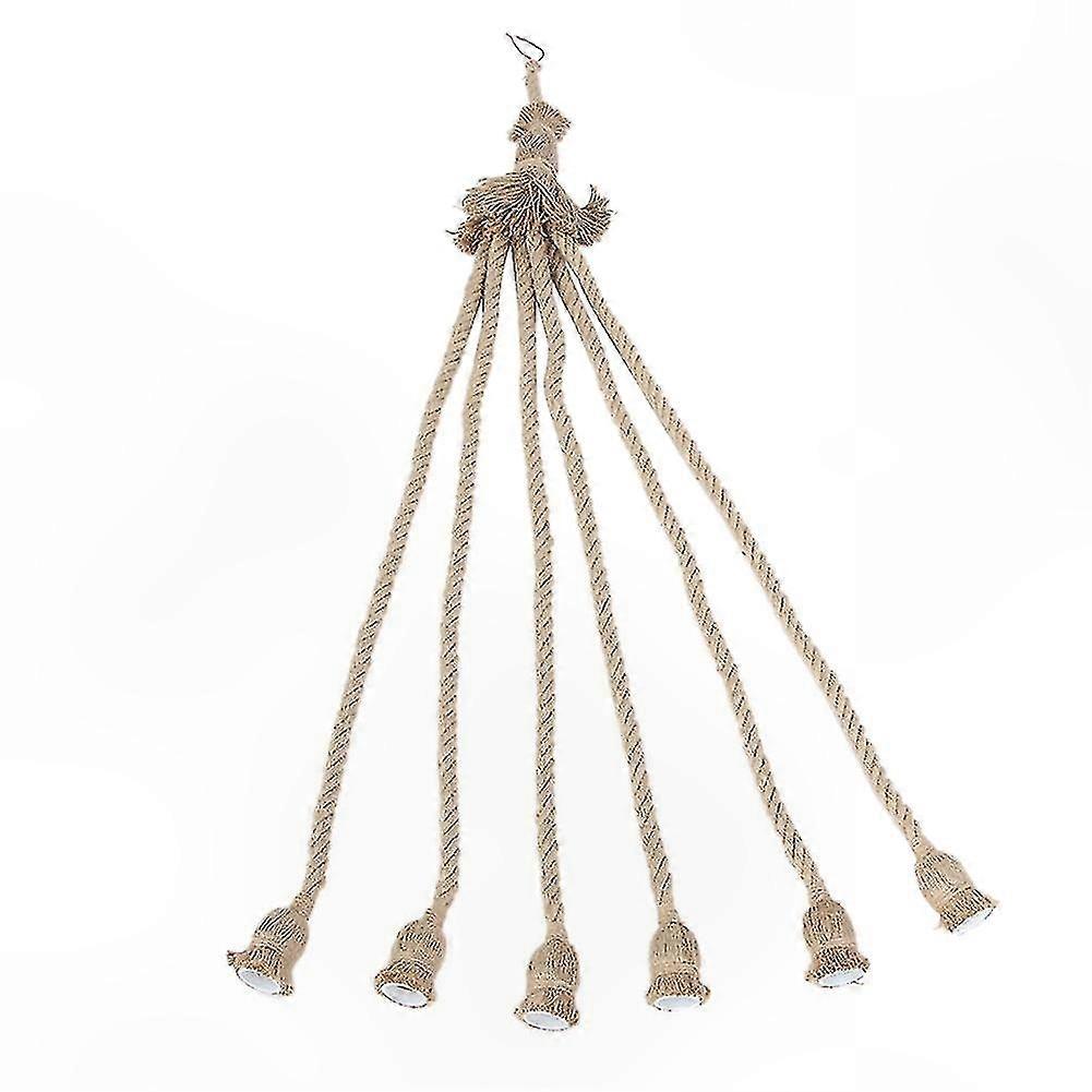 Hemp Rope E27 Socket Cord 1m DIY Pendant Light with 6 Holders Decorative Bulb Wire Fixture