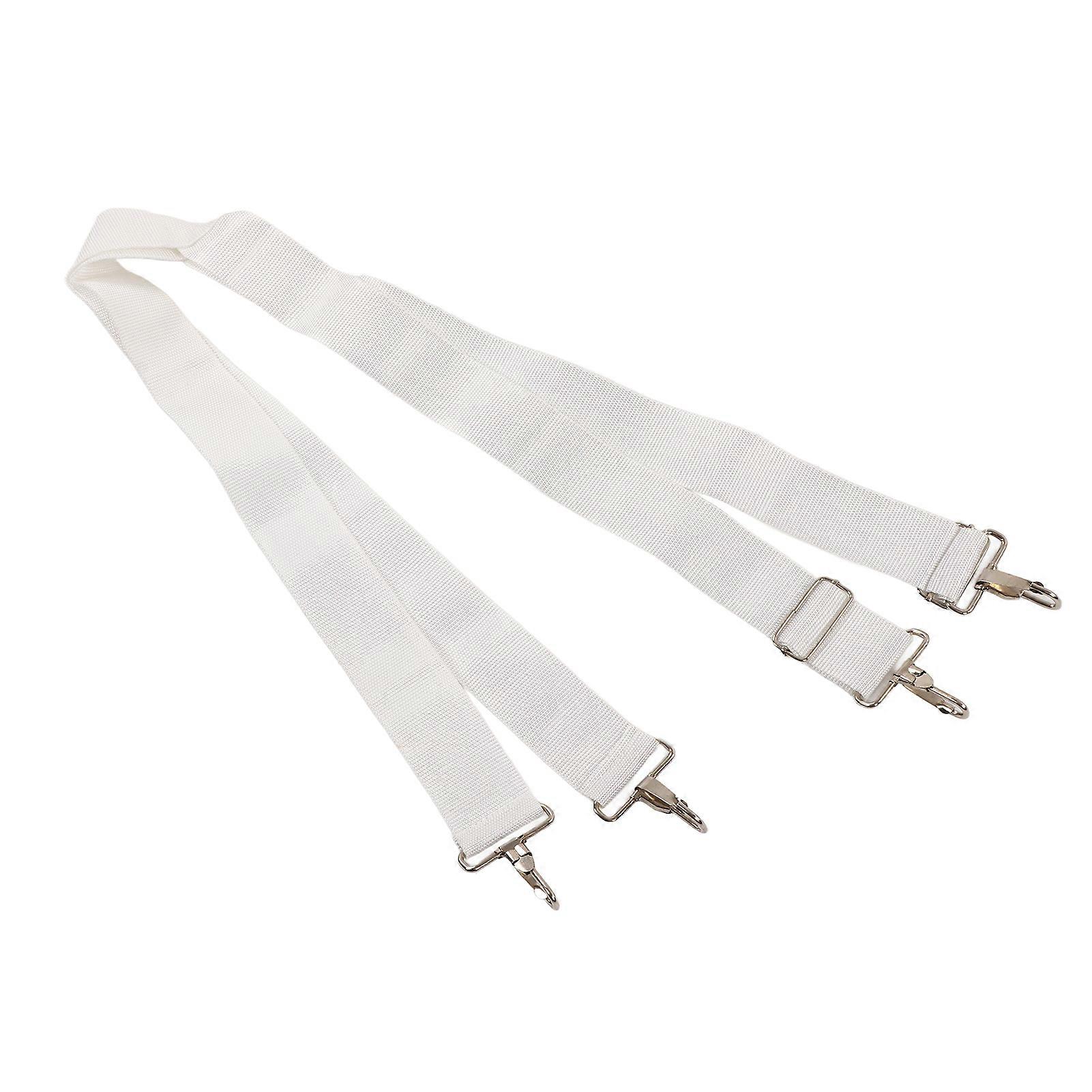 Bass Drum Strap Soft Nylon Elastic Adjustable Ergonomic Comfortable Double Shoulder Drum Strap Belt for Bass Drum White