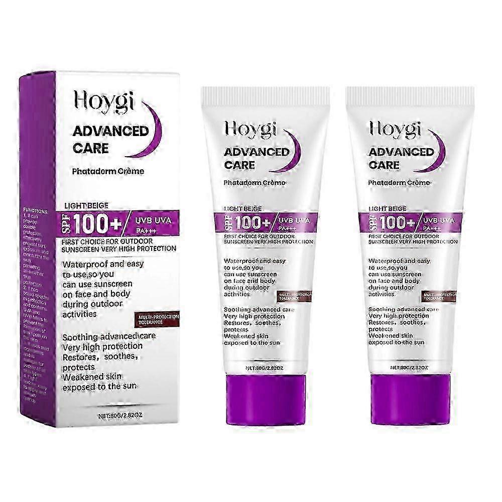 2pcs Sunscreen, SPF 100+ Broad Spectrum UV Protection Ultra Light Non-Greasy Moisturizing for Face & Body