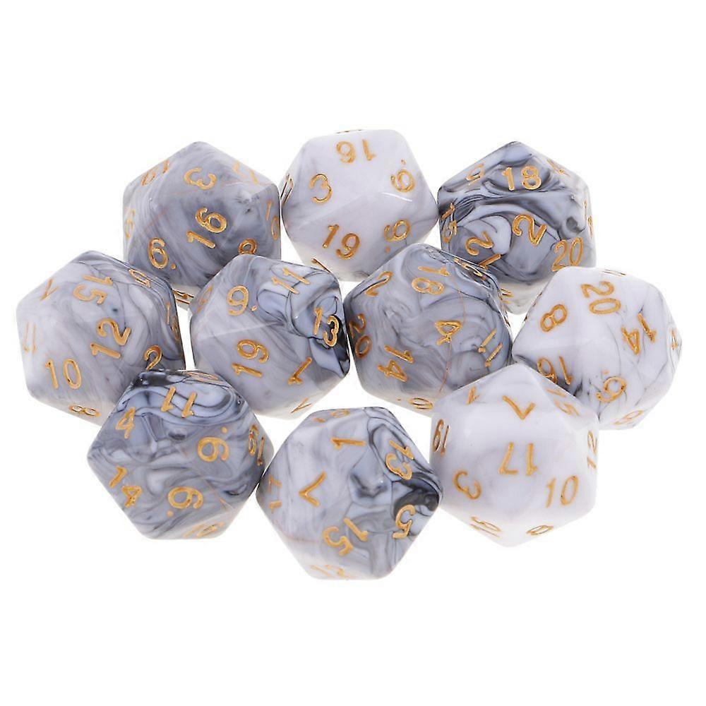 10 Pcs 20 Sided Dice D20 Polyhedral Dice For Dungeons And Dragons Table Games White Gray