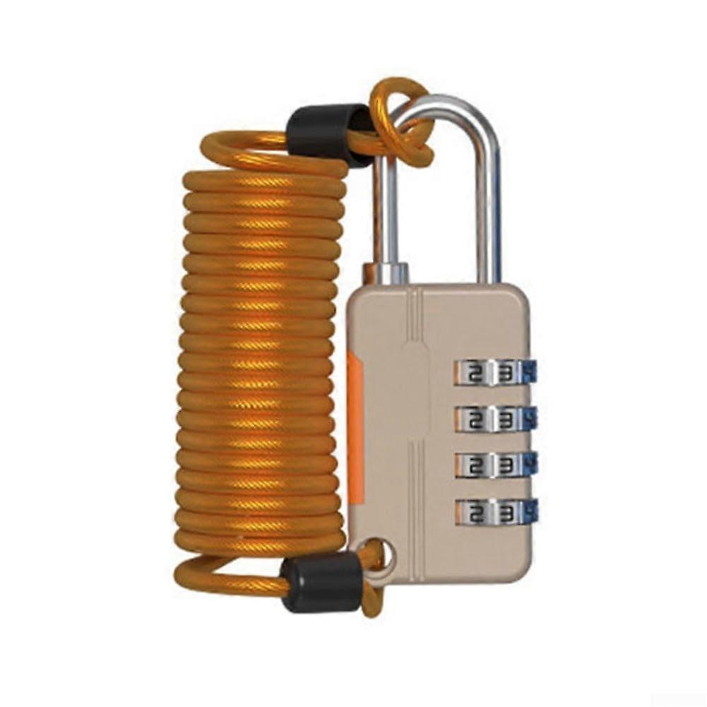 Password Combination Lock For Luggage And Gym Cabinets, Metal Padlock, Gold Color, AntiTheft Wire And Small Rope